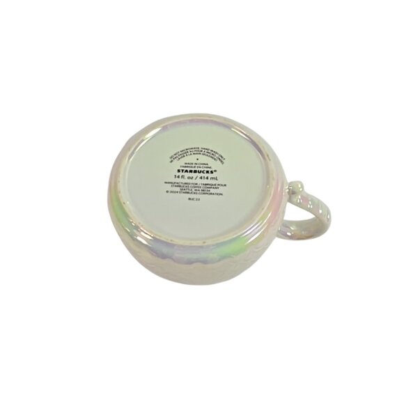 Starbucks 2024 Iridescent Mermaid Tail Mug 14oz Pearl Ceramic Coffee Cup - Picture 5 of 6